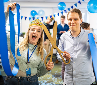 Chloe and Ben at Bristol office