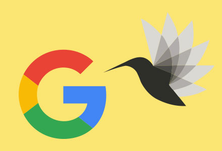 graphic of hummingbird and the google G symbol