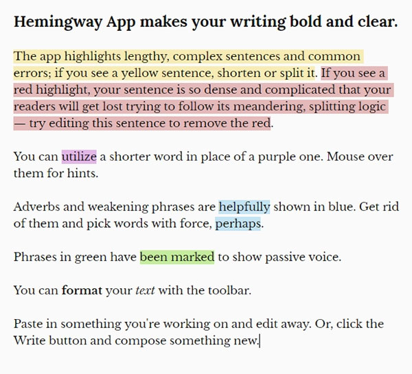 Hemingway editor tool.