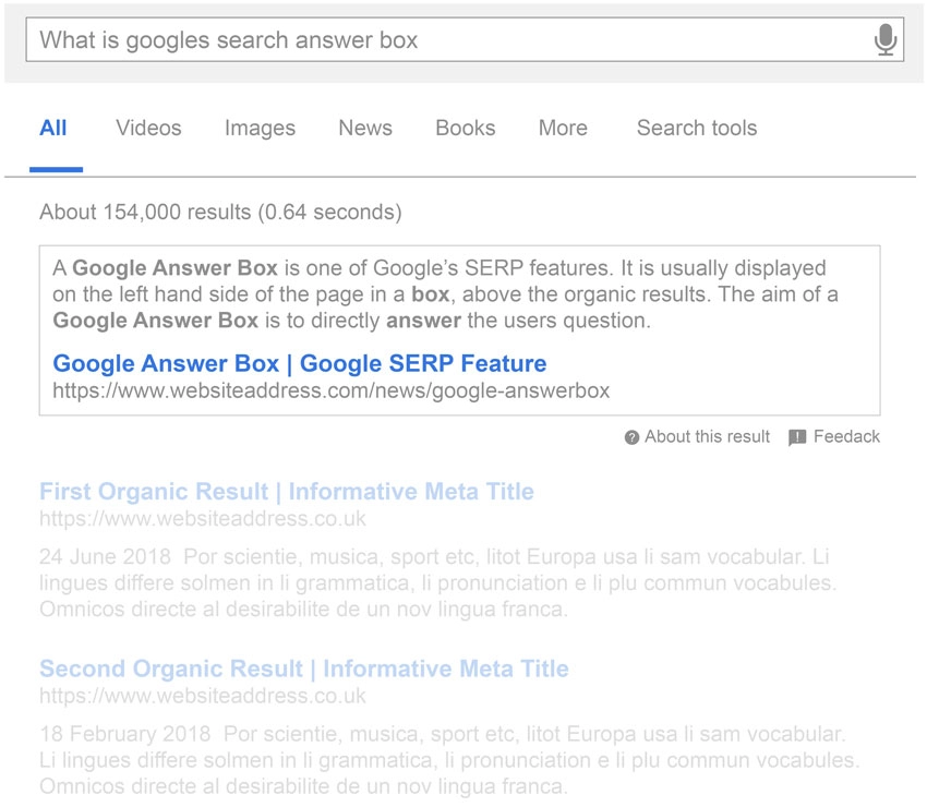 Google search box results.