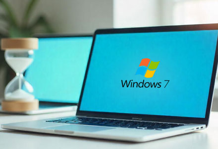 laptop displaying the windows 7 logo