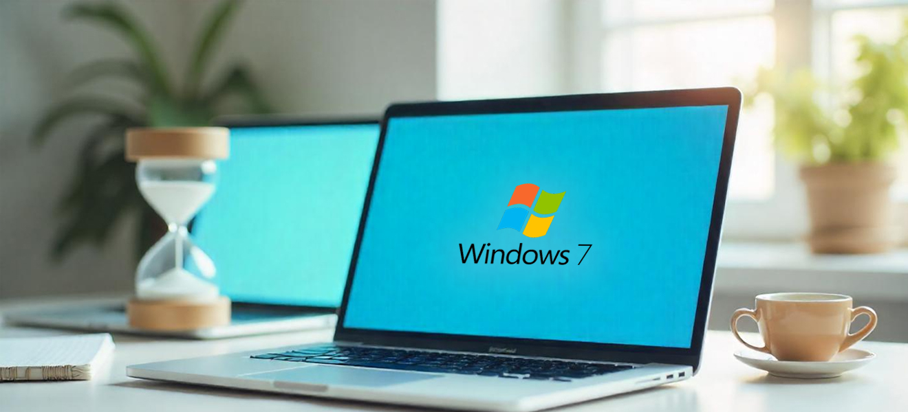 laptop displaying the windows 7 logo