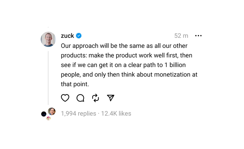 Understanding Threads Mark Zuckerberg quote.