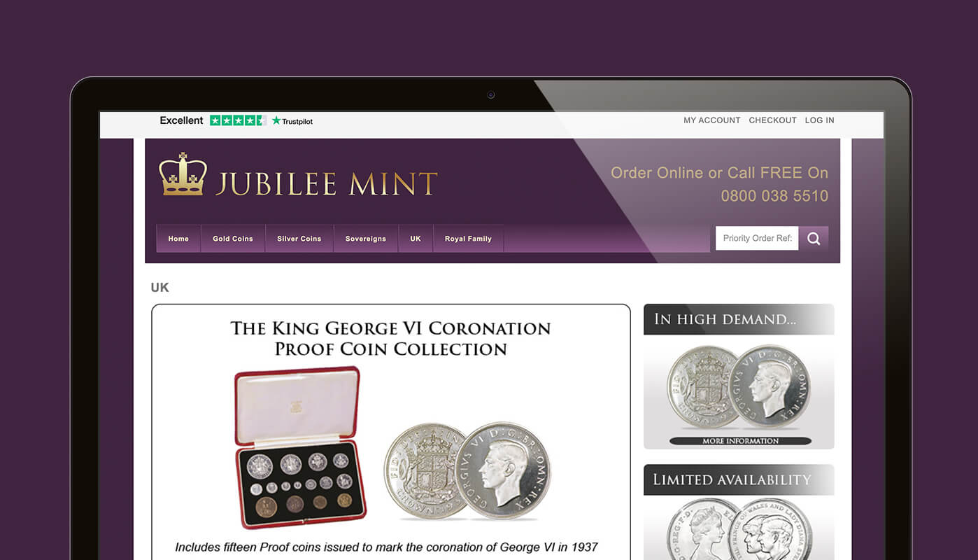 Jubilee Mint - Bespoke website design