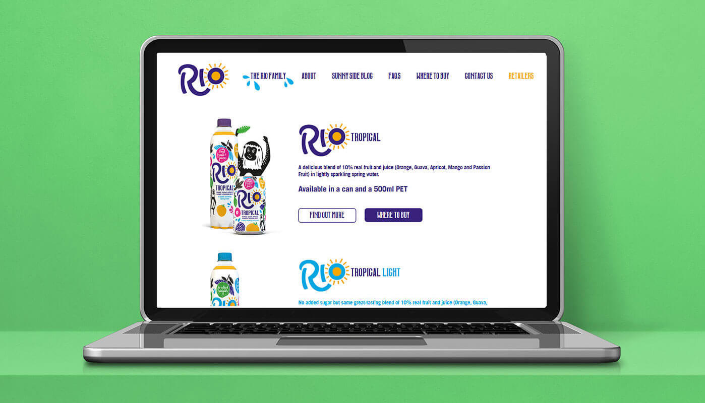 Rio's site on a laptop.