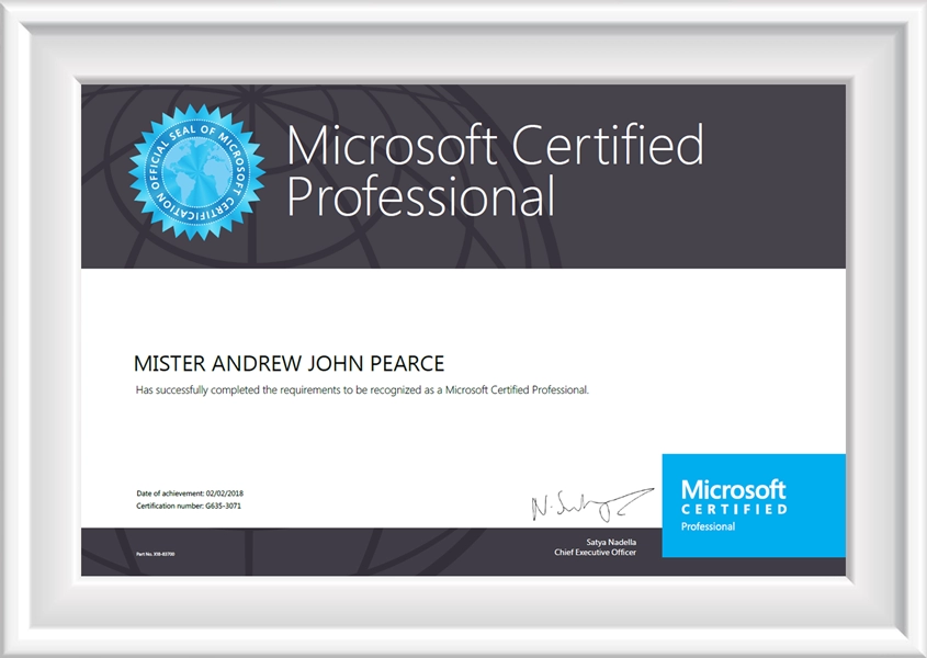 Andrew's MCP certificate.