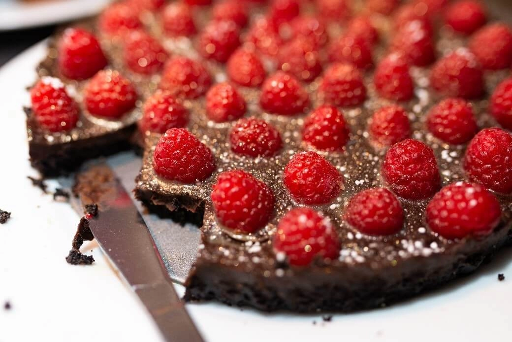 Chocolate Torte with raspberries.