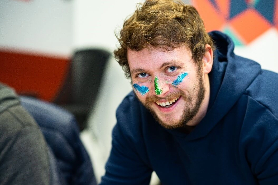 Joe with glitter for Children in Need.