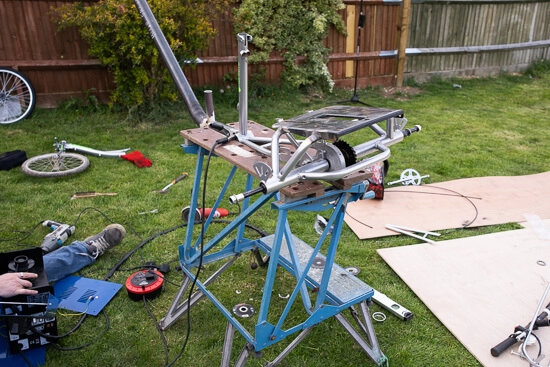 A messy workbench.