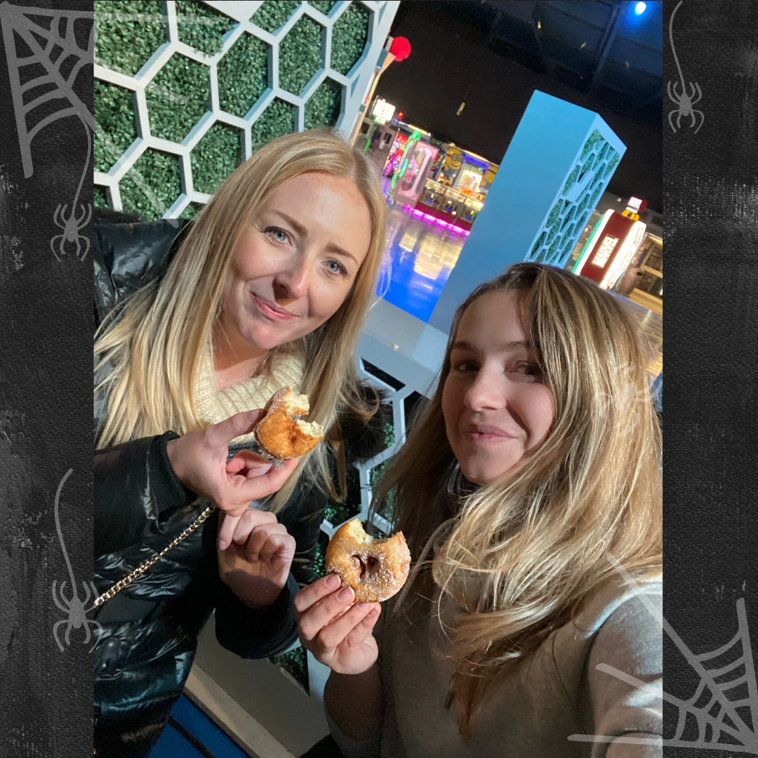 Hayley and Sammy with donuts.