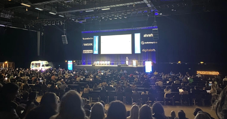 Talk on a large stage.